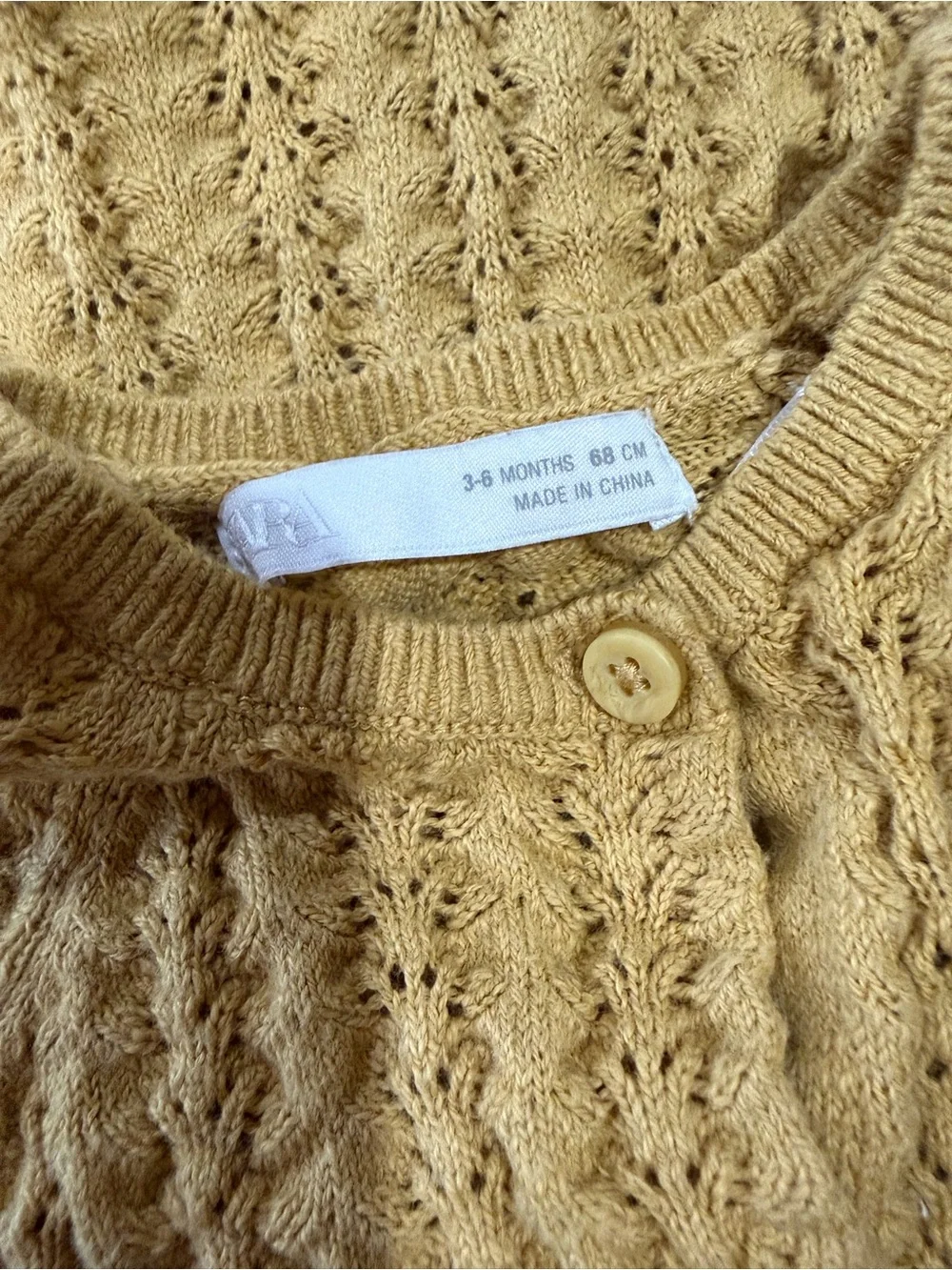 Zara Pale Yellow Cable-Knit Button-Front One-Piece